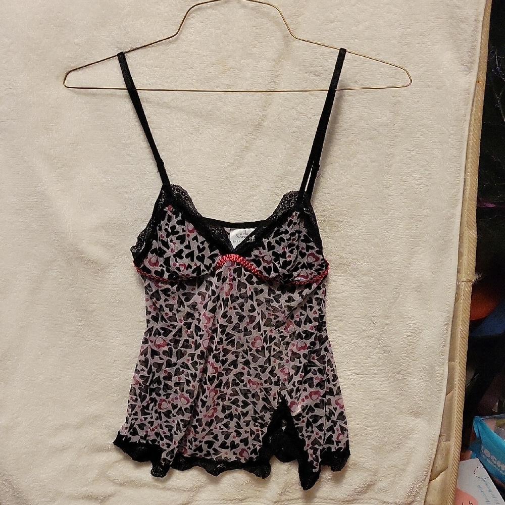 Black and Pink Lace Camisole